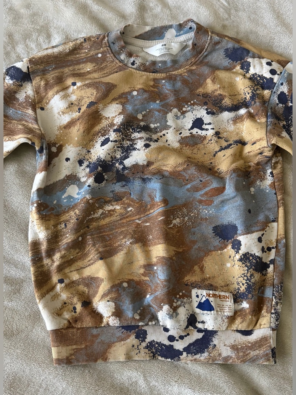 H&M Kids Brown, Blue & White Splatter Crewneck Sweatshirt